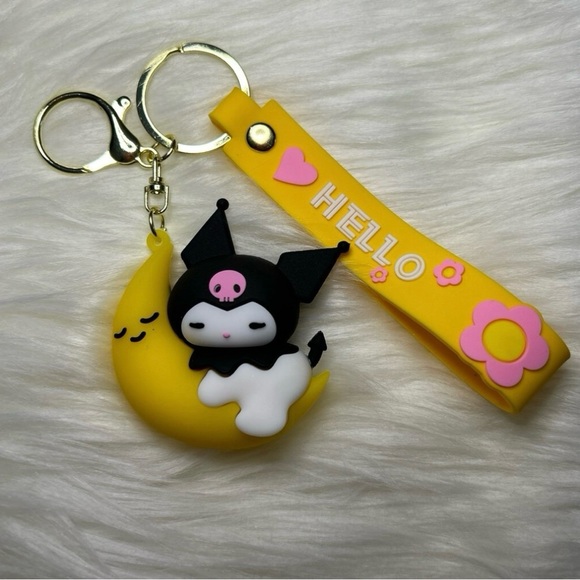 New Kuromi from Hello Kitty Keychain Hugging Crescent Moon - Picture 2 of 3